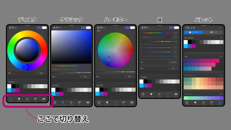 カラーパネルの種類